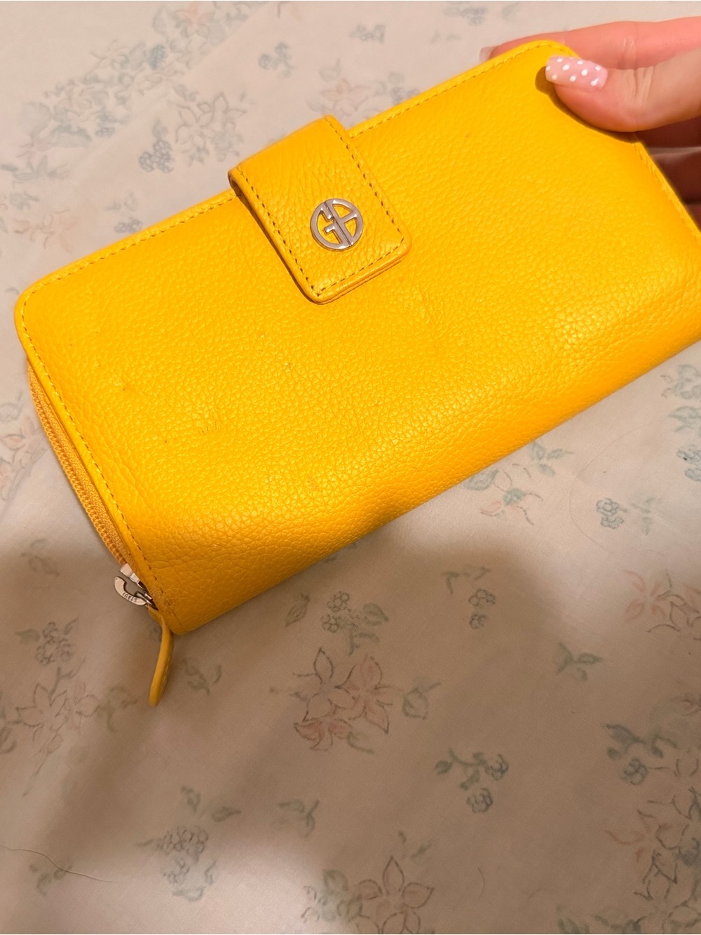 Yellow Leather Zip-Around Wallet with Snap - Giani Bernini